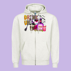 Drink Up Witches Zipper Hoodie Designed By Cowhidedigitalart