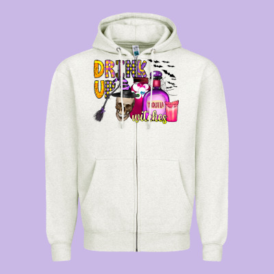 Drink Up Witches Zipper Hoodie Designed By Cowhidedigitalart