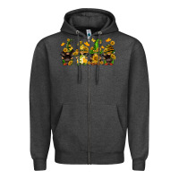 Charcoal Heather sunflower gnomies Zipper Hoodie - FaDigitalArtStudio
