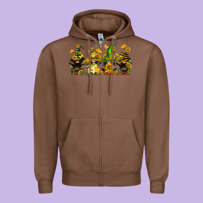 Sunflower Gnomies Zipper Hoodie Designed By Fadigitalartstudio