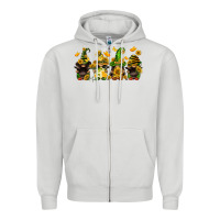 Dove Grey sunflower gnomies Zipper Hoodie - FaDigitalArtStudio