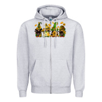 Heather Grey sunflower gnomies Zipper Hoodie - FaDigitalArtStudio