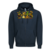 Navy sunflower gnomies Zipper Hoodie - FaDigitalArtStudio