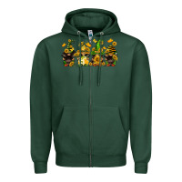 Sports Green sunflower gnomies Zipper Hoodie - FaDigitalArtStudio