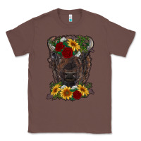 Chestnut bison face with flowers Classic Tee - RanaPortraitStore