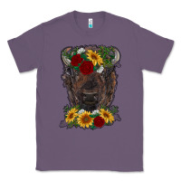 Lavender bison face with flowers Classic Tee - RanaPortraitStore