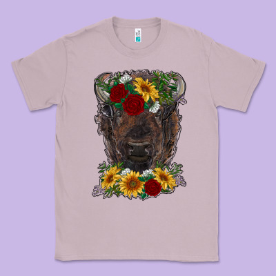 Bison Face With Flowers Classic Tee Designed By Ranaportraitstore
