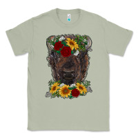 Matcha bison face with flowers Classic Tee - RanaPortraitStore
