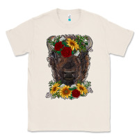 Natural bison face with flowers Classic Tee - RanaPortraitStore