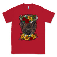 Red bison face with flowers Classic Tee - RanaPortraitStore