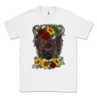 White bison face with flowers Classic Tee - RanaPortraitStore