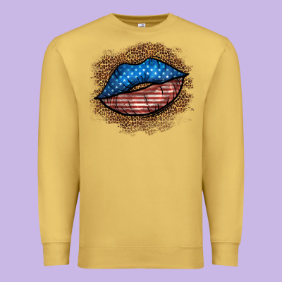 Western 4 Of July Lips Premium Sweatshirt Designed By Bundleandbundleshop