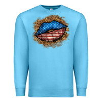 Ocean Blue western 4 of july lips Premium Sweatshirt - BundleAndBundleShop