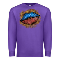 Purple western 4 of july lips Premium Sweatshirt - BundleAndBundleShop