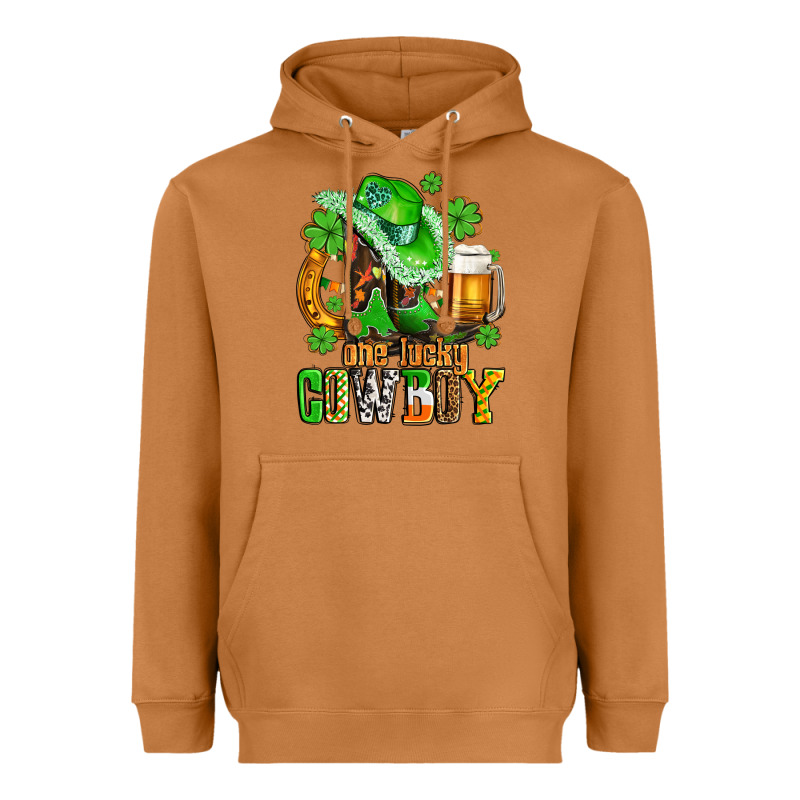 One Lucky  Cowboy With Hat And Boots Heavyweight Hoodie by AdoDesignShop | Teevron
