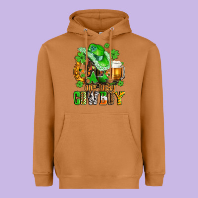 One Lucky  Cowboy With Hat And Boots Heavyweight Hoodie Designed By Adodesignshop