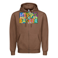 Chestnut happy easter with eggs Zipper Hoodie - Neo Western