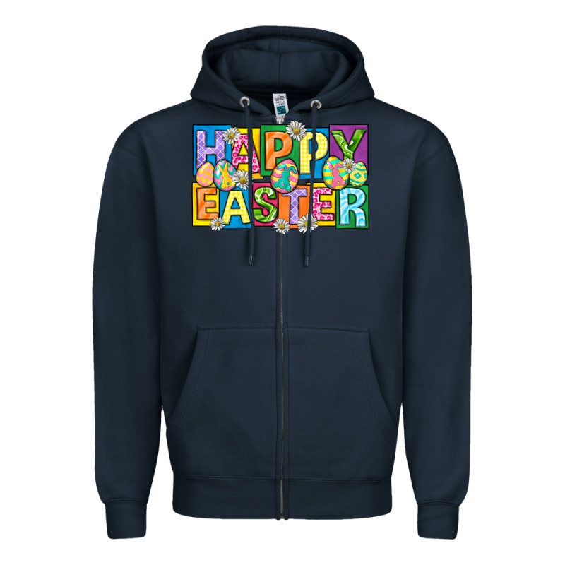 Happy Easter With Eggs Zipper Hoodie by Neo Western | Teevron