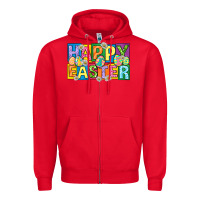 Red happy easter with eggs Zipper Hoodie - Neo Western