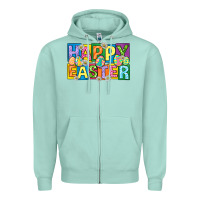 Seafoam happy easter with eggs Zipper Hoodie - Neo Western