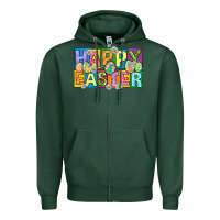 Sports Green happy easter with eggs Zipper Hoodie - Neo Western