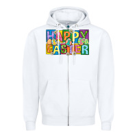White happy easter with eggs Zipper Hoodie - Neo Western