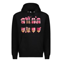 Black custom name valentine's day school pencils Premium Hoodie - MaliasSmallBusiness