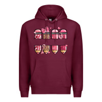 Burgundy custom name valentine's day school pencils Premium Hoodie - MaliasSmallBusiness