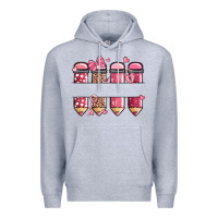 Heather Grey custom name valentine's day school pencils Premium Hoodie - MaliasSmallBusiness