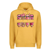 Mustard custom name valentine's day school pencils Premium Hoodie - MaliasSmallBusiness