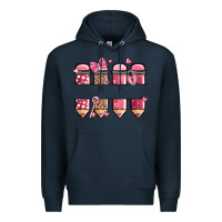 Navy custom name valentine's day school pencils Premium Hoodie - MaliasSmallBusiness