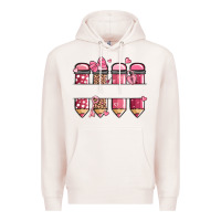 Pale Pink custom name valentine's day school pencils Premium Hoodie - MaliasSmallBusiness
