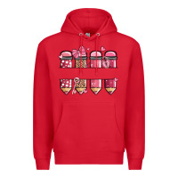 Red custom name valentine's day school pencils Premium Hoodie - MaliasSmallBusiness