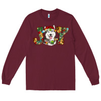Burgundy husky christmas joy Long Sleeve Tee - RanaPortraitStore