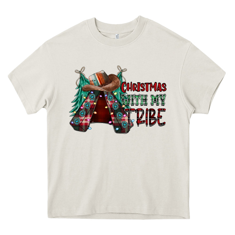Christmas With Tribe Heavy Core Tee by CowhideDigitalArt | Teevron
