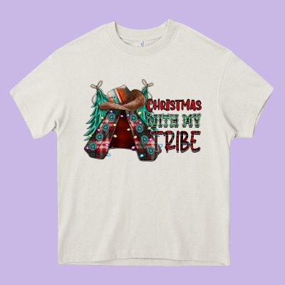 Christmas With Tribe Heavy Core Tee Designed By Cowhidedigitalart