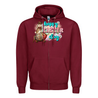 Burgundy Happy Easter Day rodeo Easter Day Zipper Hoodie - CowGirlArtShop
