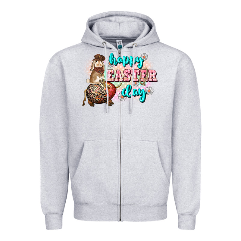 Happy Easter Day Rodeo Easter Day Zipper Hoodie by CowGirlArtShop | Teevron