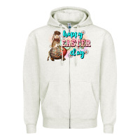 Oatmeal Heather Happy Easter Day rodeo Easter Day Zipper Hoodie - CowGirlArtShop