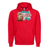 Red Happy Easter Day rodeo Easter Day Zipper Hoodie - CowGirlArtShop