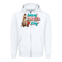White Happy Easter Day rodeo Easter Day Zipper Hoodie - CowGirlArtShop