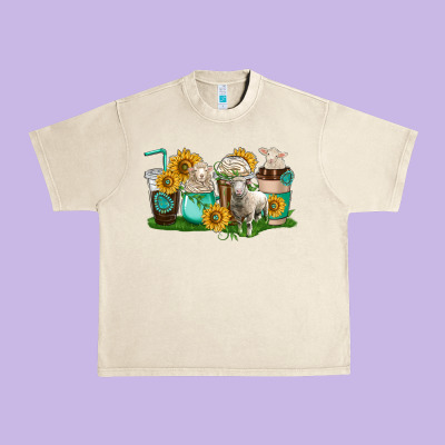 Sheep Coffee Cups Urban Heavy Tee Designed By Texasbilliewilder