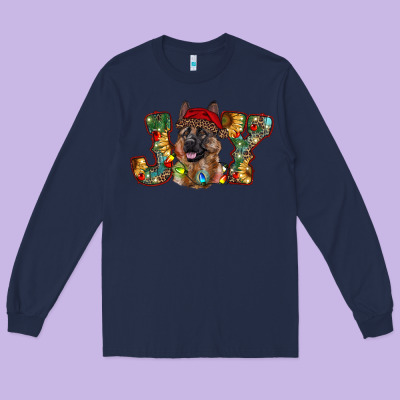 German Shepherd Christmas Joy Long Sleeve Tee Designed By Ranaportraitstore