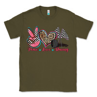 Army Green peace love racing Classic Tee - Zillion Design Studio