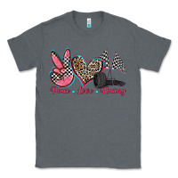 Charcoal Heather peace love racing Classic Tee - Zillion Design Studio