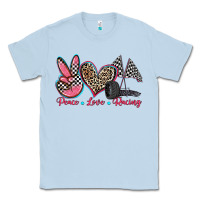 Dusty Blue peace love racing Classic Tee - Zillion Design Studio