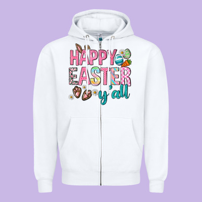 Happy Easter Y'all Zipper Hoodie Designed By Neo Western