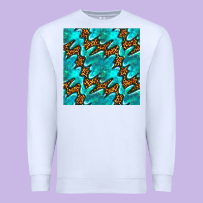Turquoise Leopard Seamless Pattern Premium Sweatshirt Designed By Bundleandbundleshop