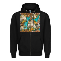 Black sunflowers charolais cow seamless pattern Zipper Hoodie - HRA Design Shop