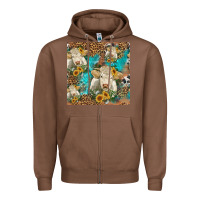 Chestnut sunflowers charolais cow seamless pattern Zipper Hoodie - HRA Design Shop